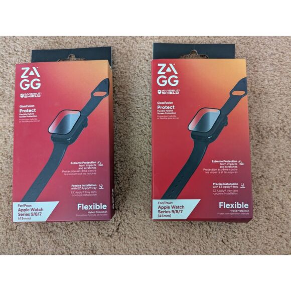 ZAGG InvisibleShield GlassFusion Screen for Apple Watch Series 9 8 7 45mm 2 Pack - Picture 1 of 2